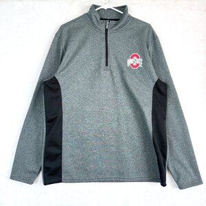 SCARLET & GRAY Ohio State Buckeyes Quarter Zip Fleece Lined Sweatshirt L Gray